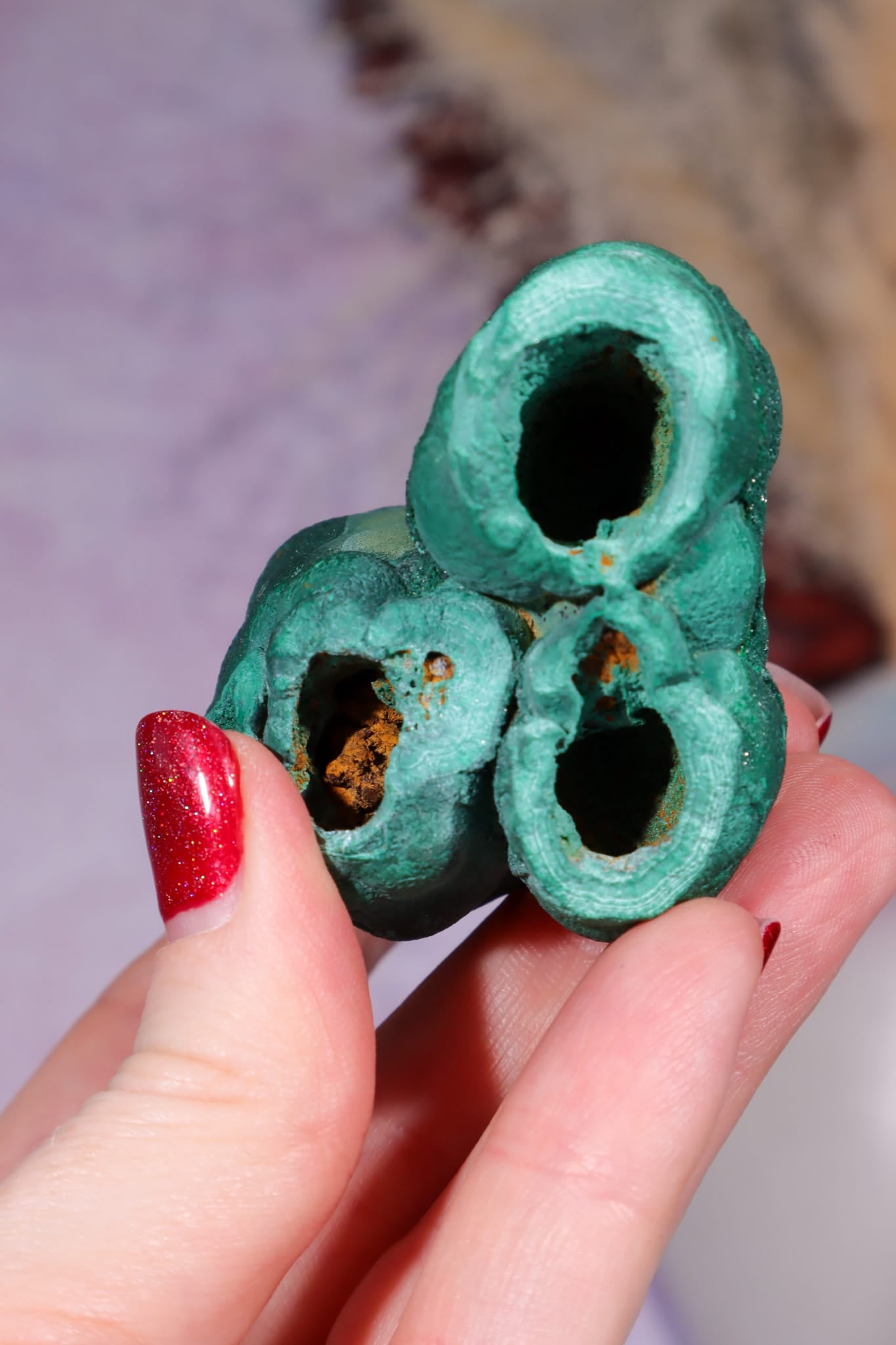 Triple Stalactite Malachite 6.5cm, DRC Minerals Tali & Loz Crystals