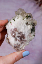 Watermelon Tourmaline and Cleavelandite in Smokey Quartz on Stand 13cm, Brazil Specimen Tali & Loz Crystals