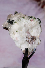 Watermelon Tourmaline and Cleavelandite in Smokey Quartz on Stand 13cm, Brazil Specimen Tali & Loz Crystals