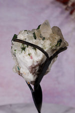 Watermelon Tourmaline and Cleavelandite in Smokey Quartz on Stand 13cm, Brazil Specimen Tali & Loz Crystals