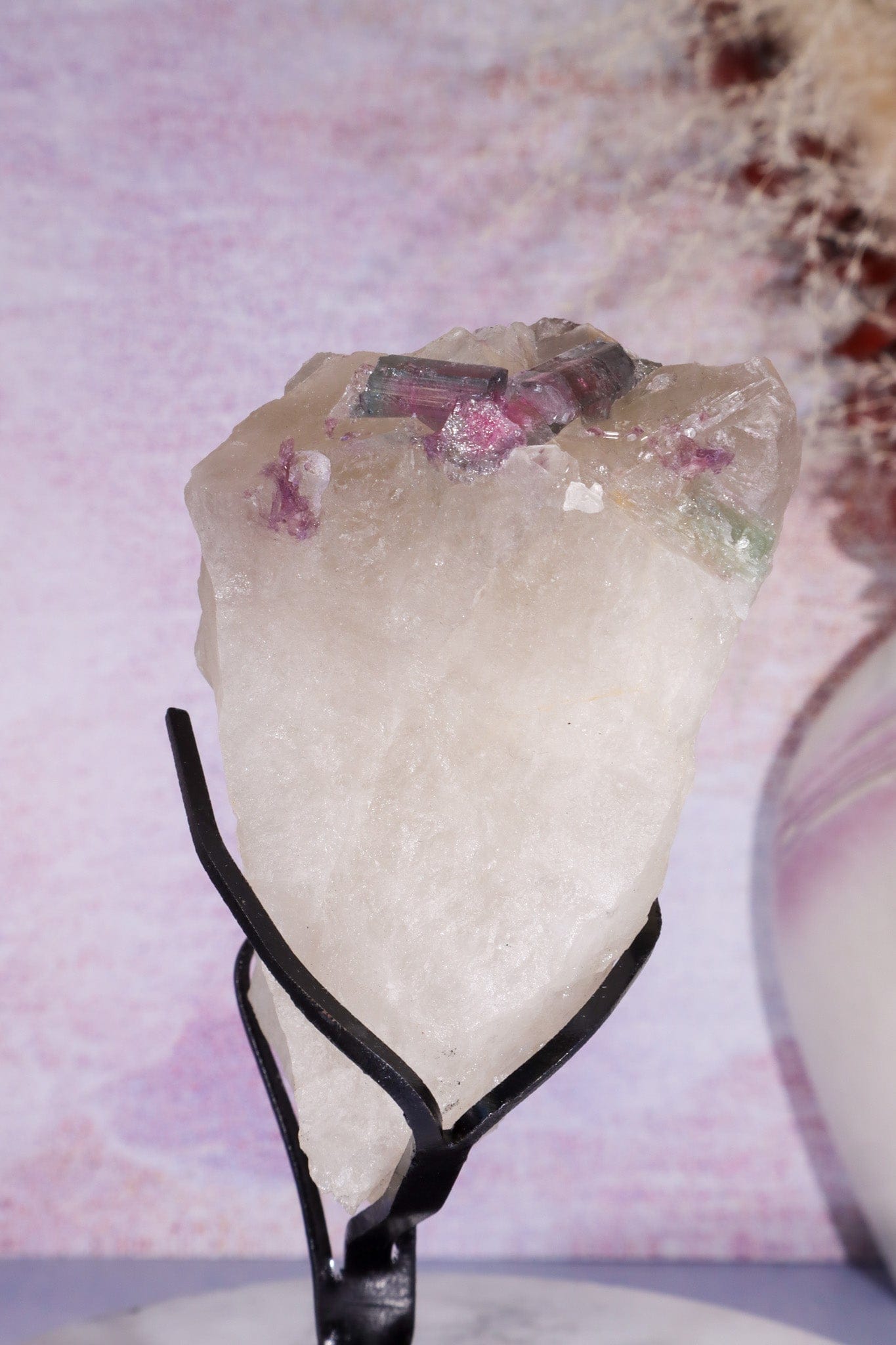 Watermelon Tourmaline in Smokey Quartz Specimen on Stand 15.5cm, Brazil Specimen Tali & Loz Crystals