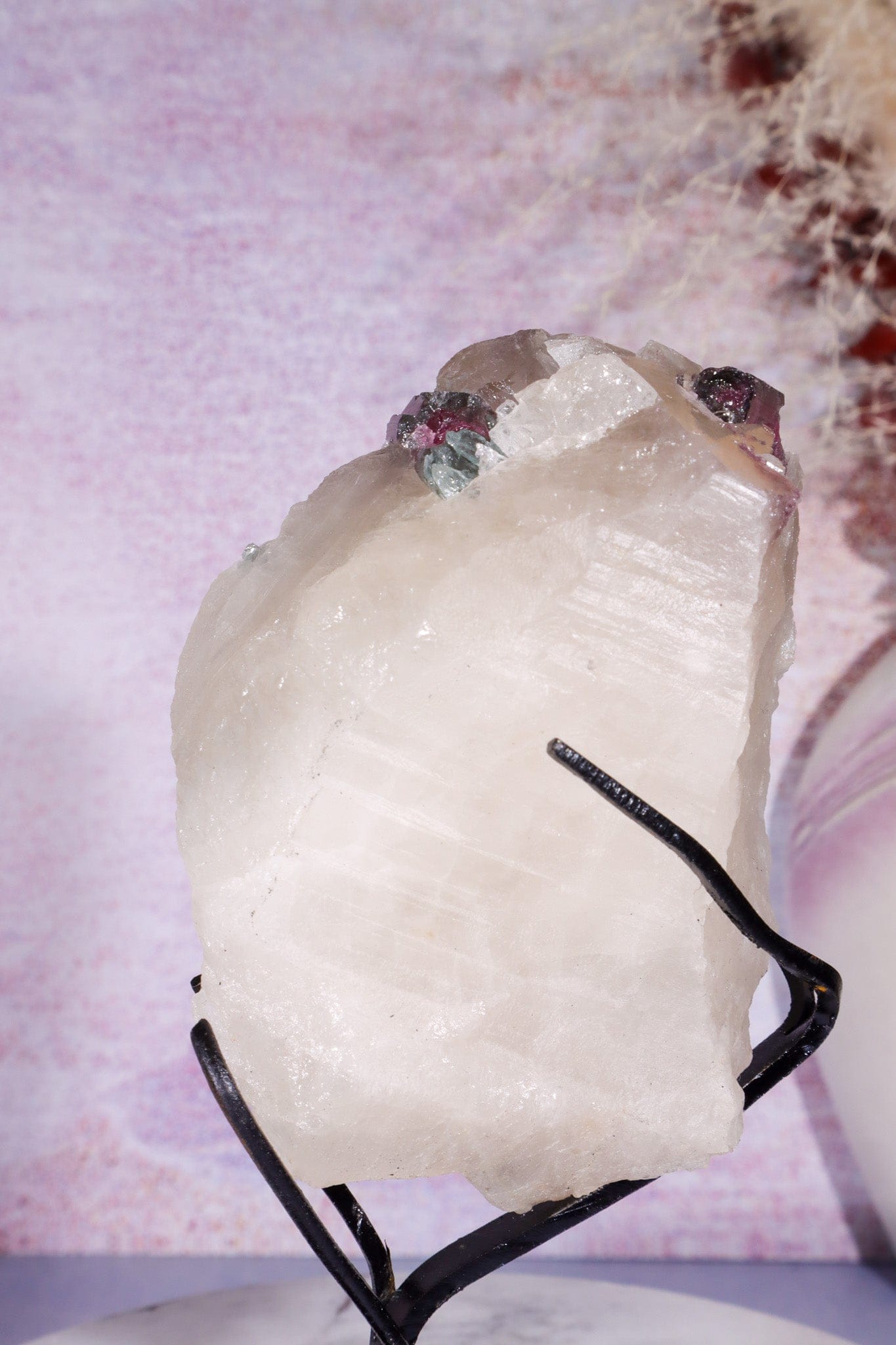Watermelon Tourmaline in Smokey Quartz Specimen on Stand 15.5cm, Brazil Specimen Tali & Loz Crystals