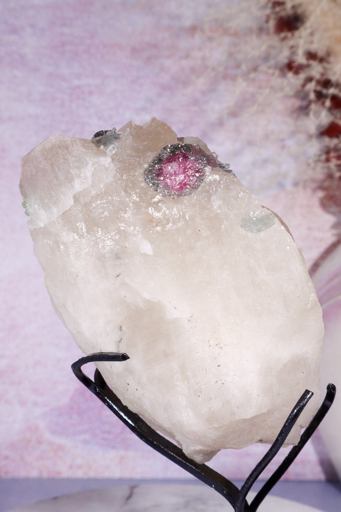 Watermelon Tourmaline in Smokey Quartz Specimen on Stand 15.5cm, Brazil Specimen Tali & Loz Crystals
