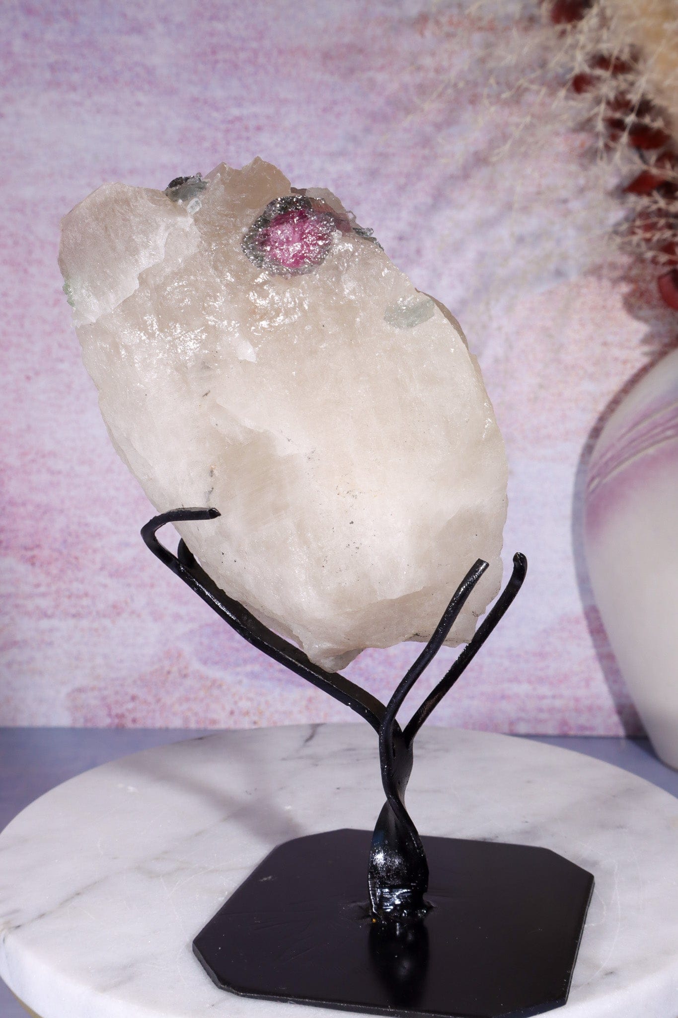 Watermelon Tourmaline in Smokey Quartz Specimen on Stand 15.5cm, Brazil Specimen Tali & Loz Crystals