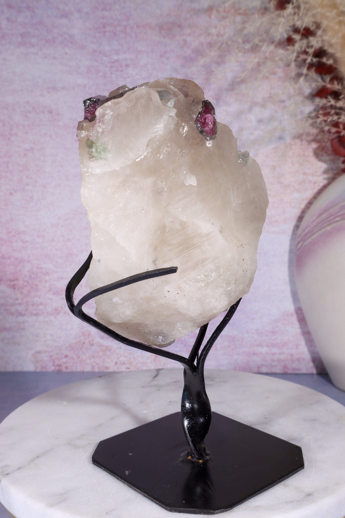 Watermelon Tourmaline in Smokey Quartz Specimen on Stand 15.5cm, Brazil Specimen Tali & Loz Crystals