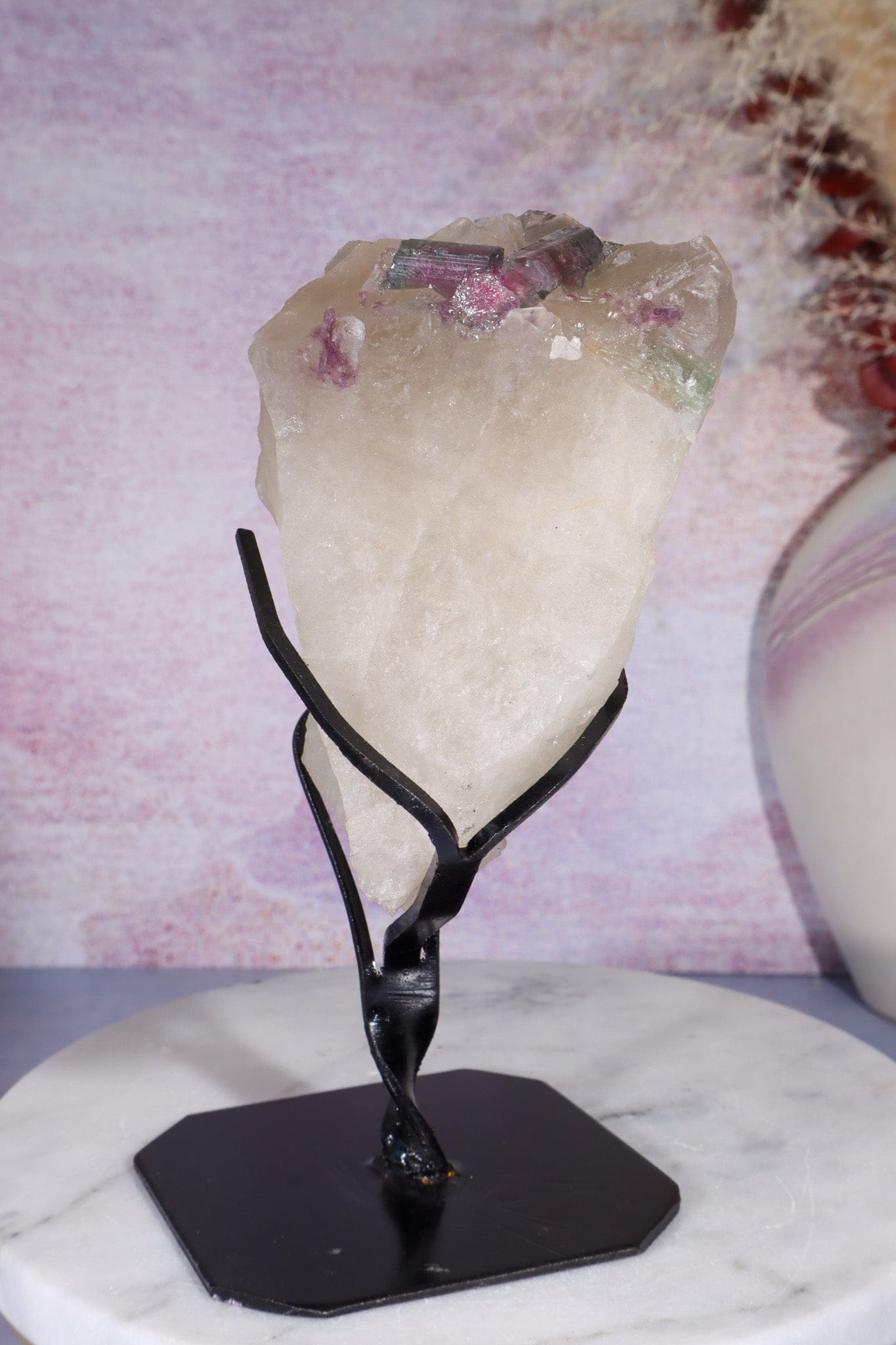 Watermelon Tourmaline in Smokey Quartz Specimen on Stand 15.5cm, Brazil Specimen Tali & Loz Crystals