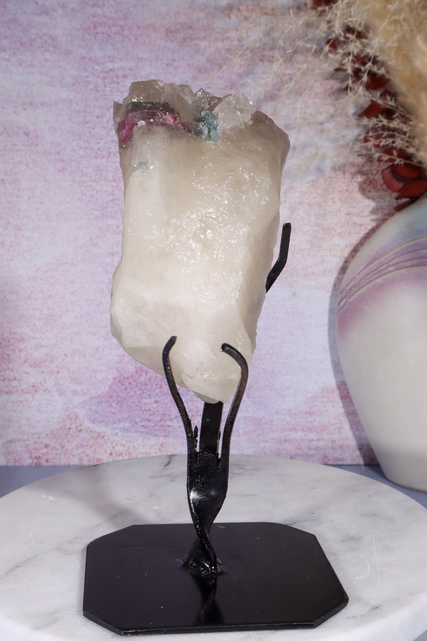 Watermelon Tourmaline in Smokey Quartz Specimen on Stand 15.5cm, Brazil Specimen Tali & Loz Crystals