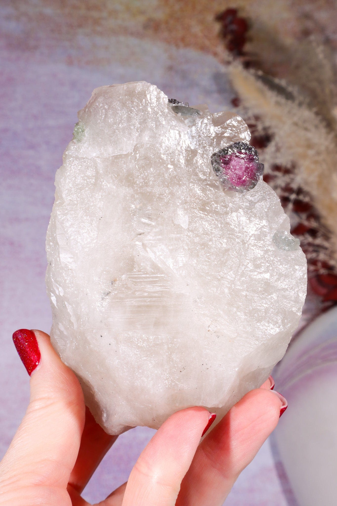 Watermelon Tourmaline in Smokey Quartz Specimen on Stand 15.5cm, Brazil Specimen Tali & Loz Crystals