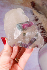 Watermelon Tourmaline in Smokey Quartz Specimen on Stand 15.5cm, Brazil Specimen Tali & Loz Crystals