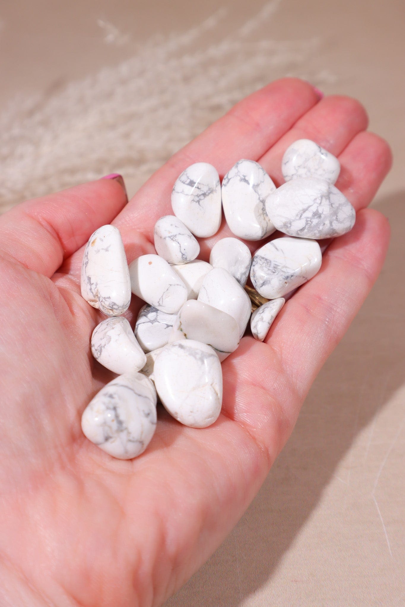 White Howlite Tumblestones 20-30mm - Tali & Loz Crystals