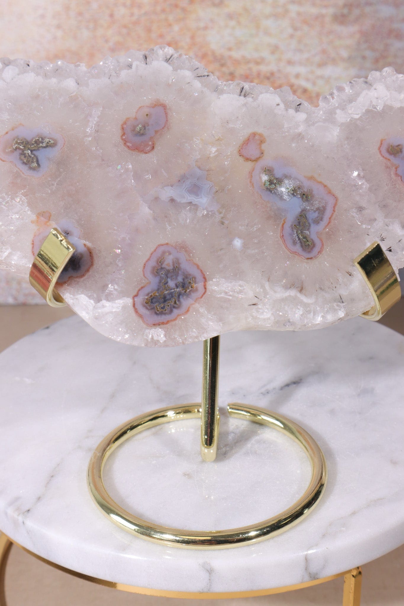 White Quartz Slice With Stalactite Eyes, Sold as Seen Rough Crystals Tali & Loz