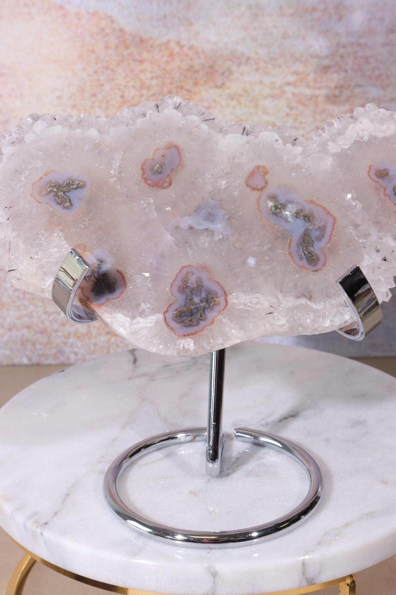 White Quartz Slice With Stalactite Eyes, Sold as Seen Rough Crystals Tali & Loz