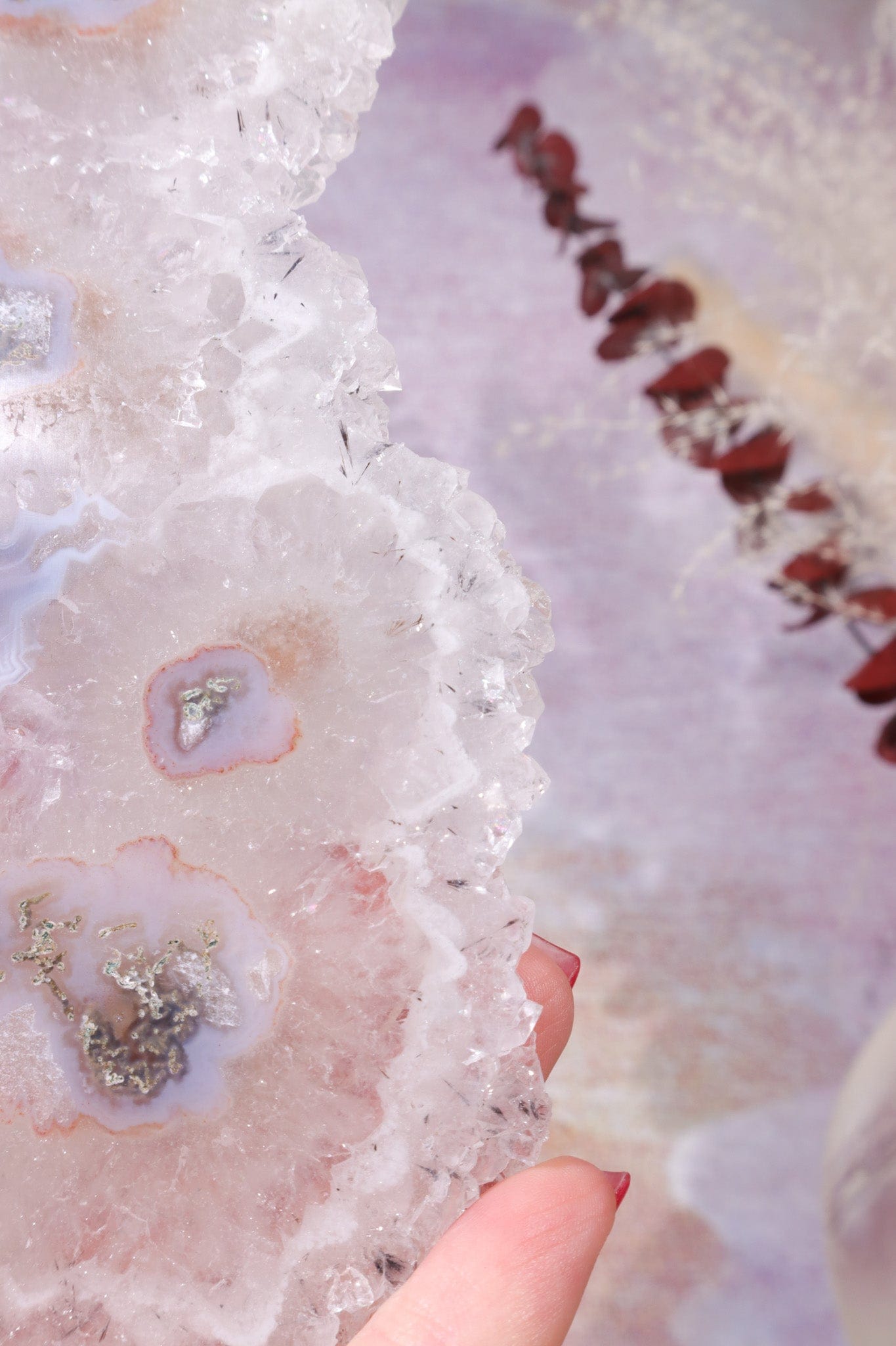 White Quartz Slice With Stalactite Eyes, Sold as Seen Rough Crystals Tali & Loz