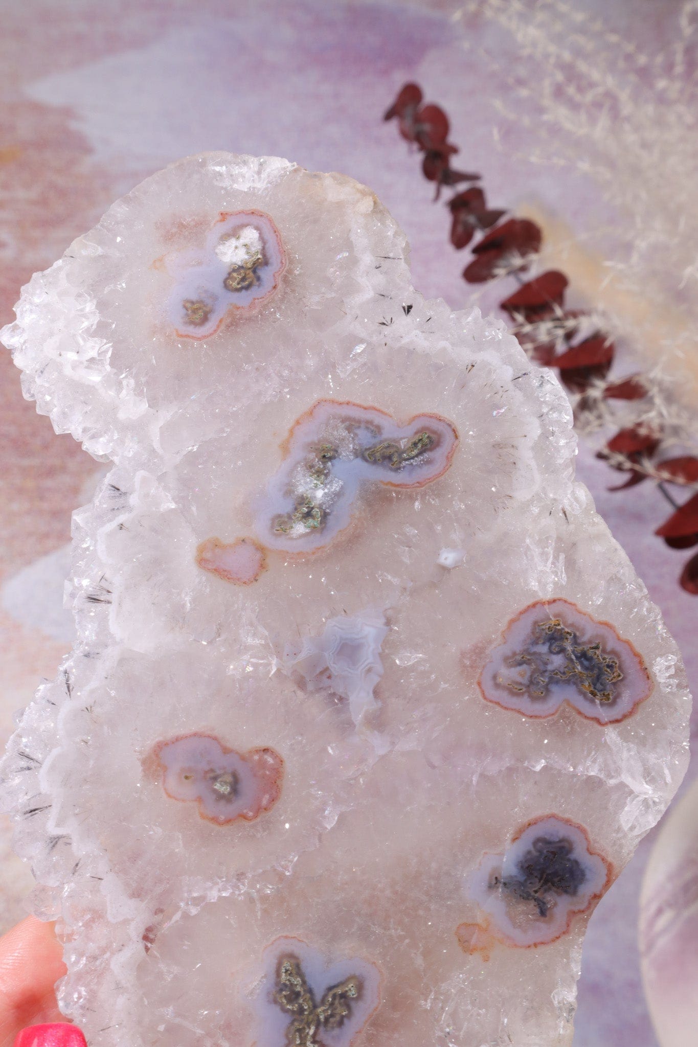 White Quartz Slice With Stalactite Eyes, Sold as Seen Rough Crystals Tali & Loz