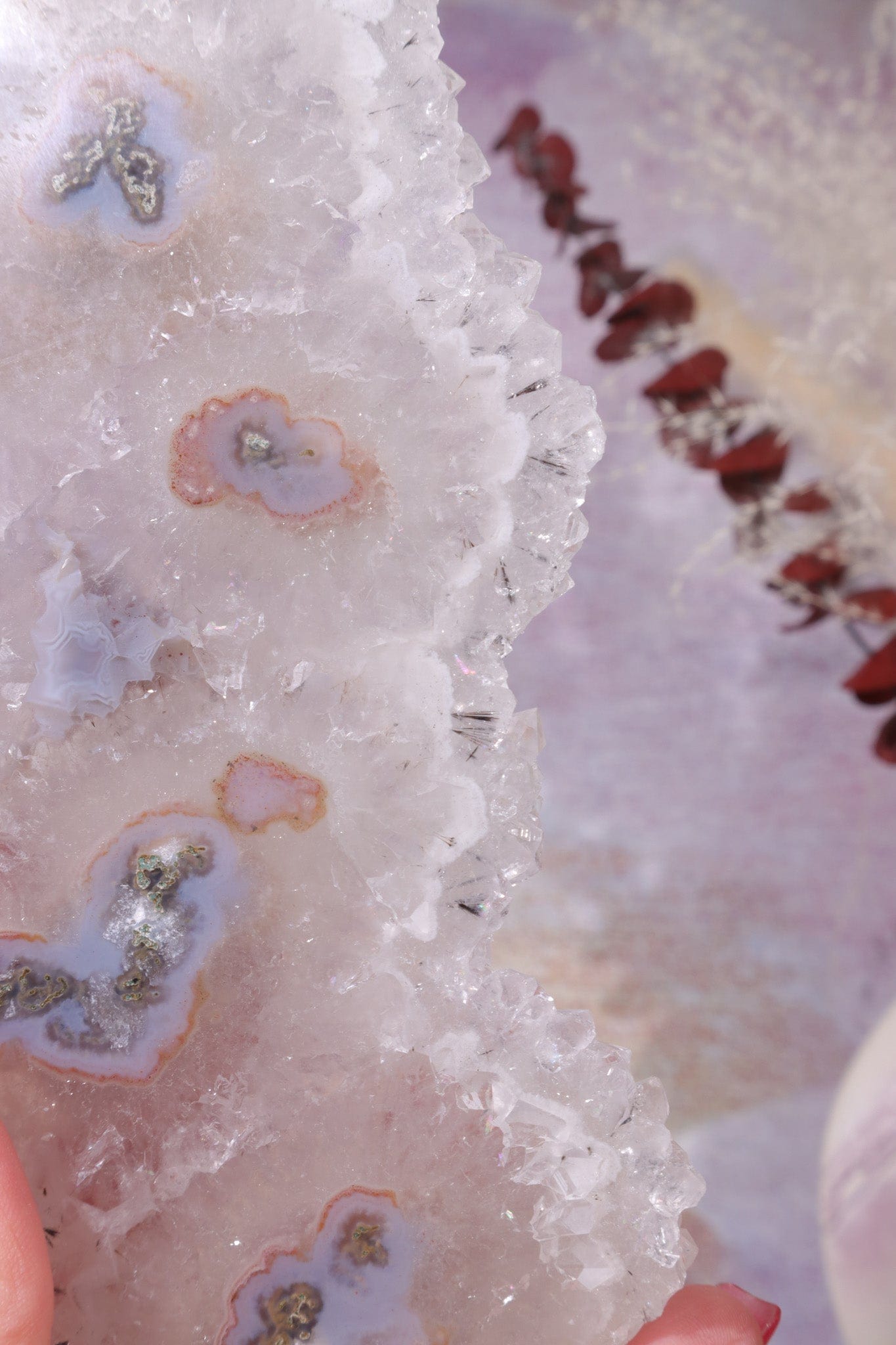 White Quartz Slice With Stalactite Eyes, Sold as Seen Rough Crystals Tali & Loz