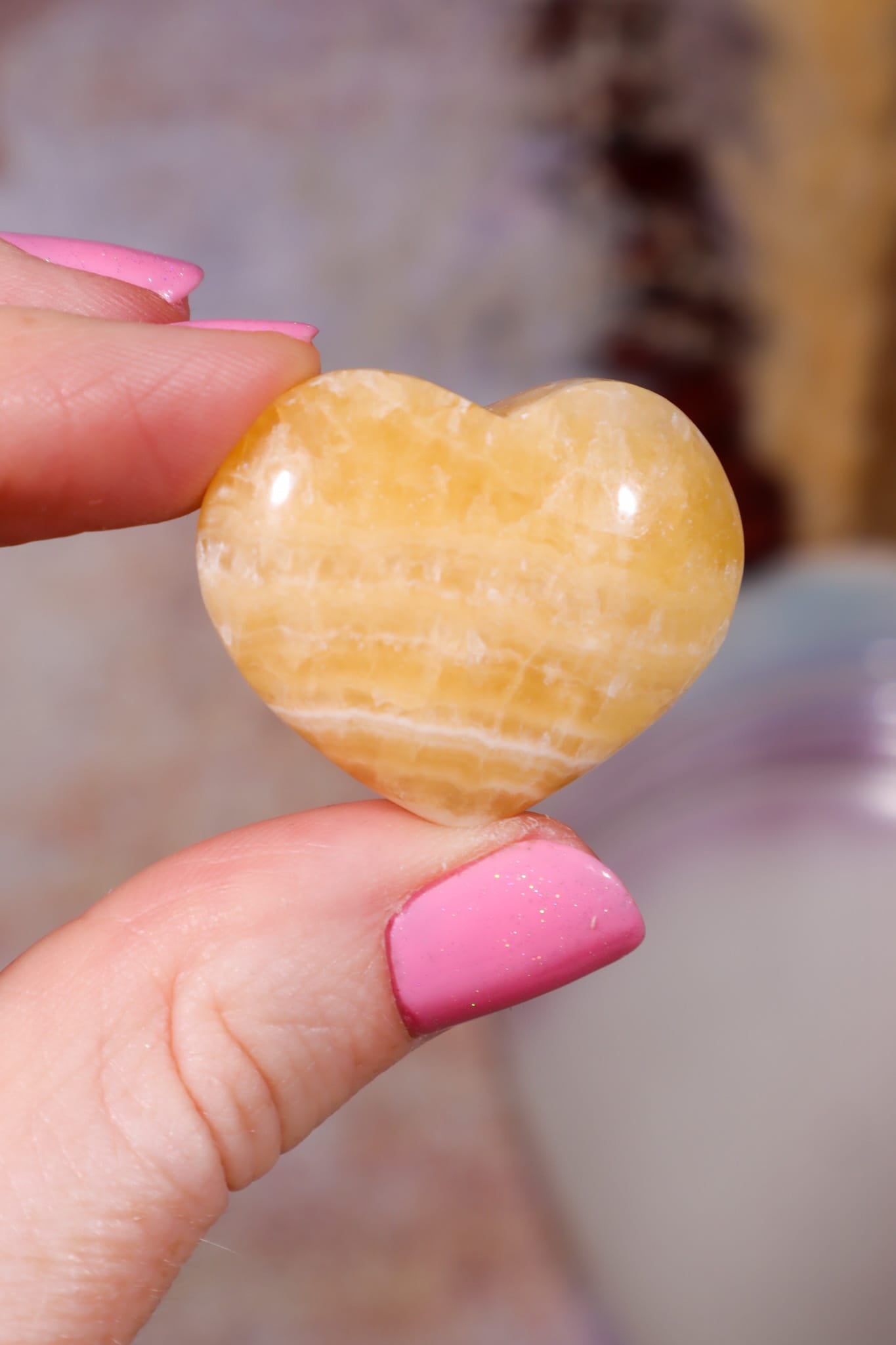 Yellow Calcite Hearts | 26-32mm | Mexico Hearts Tali & Loz Crystals