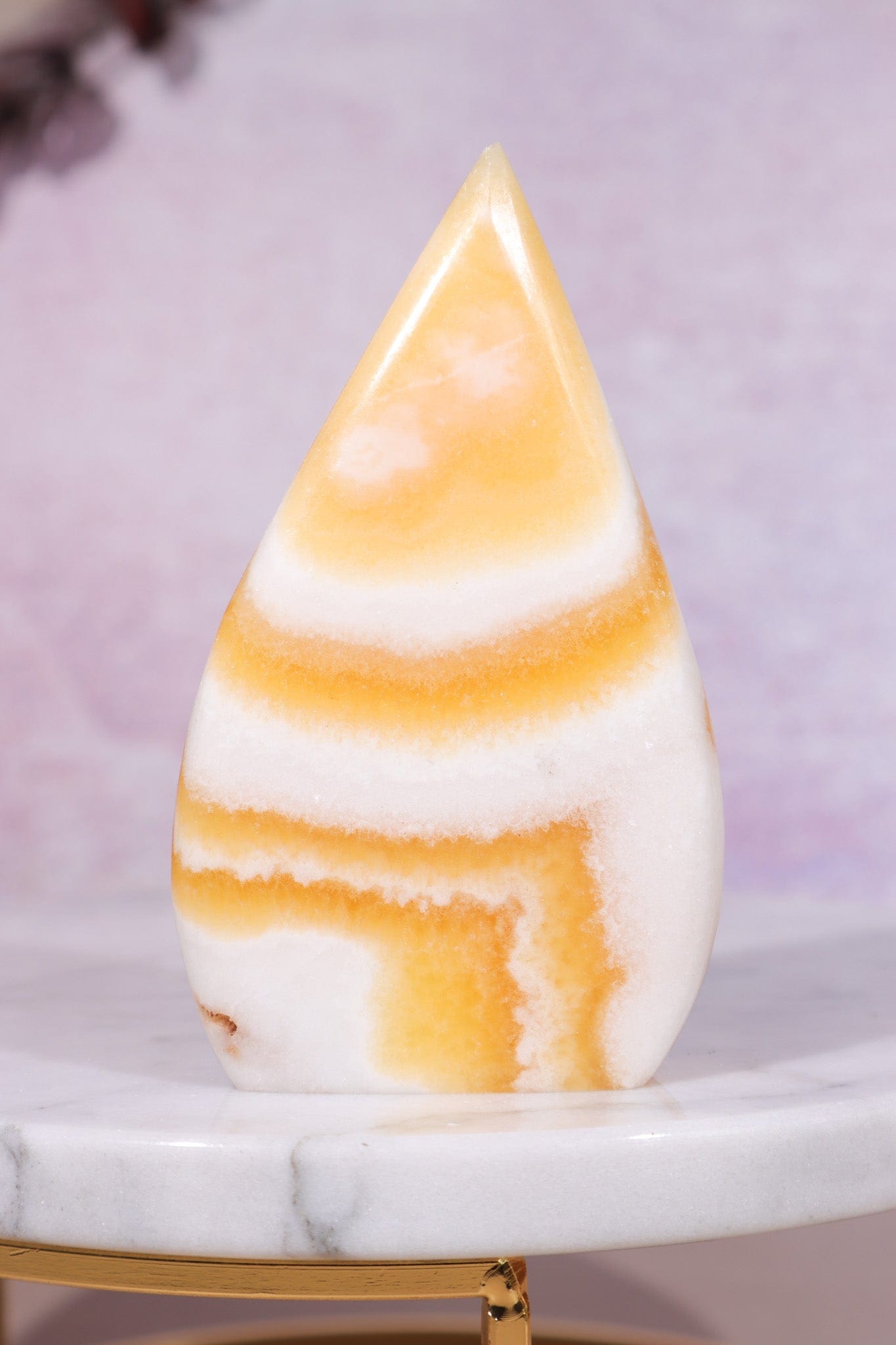 Yellow Zebra Calcite Flame 9cm 