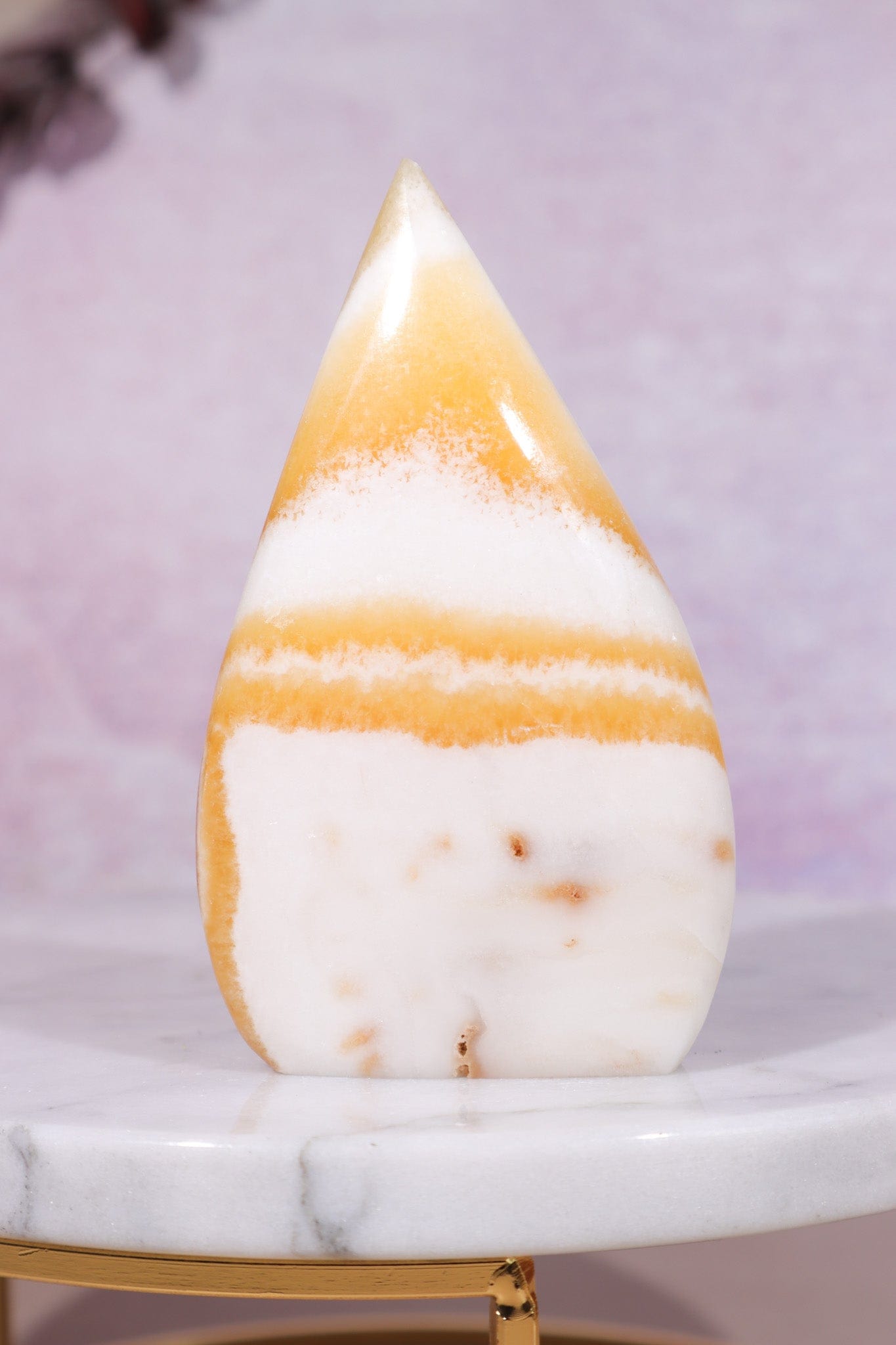 Yellow Zebra Calcite Flame 9cm 
