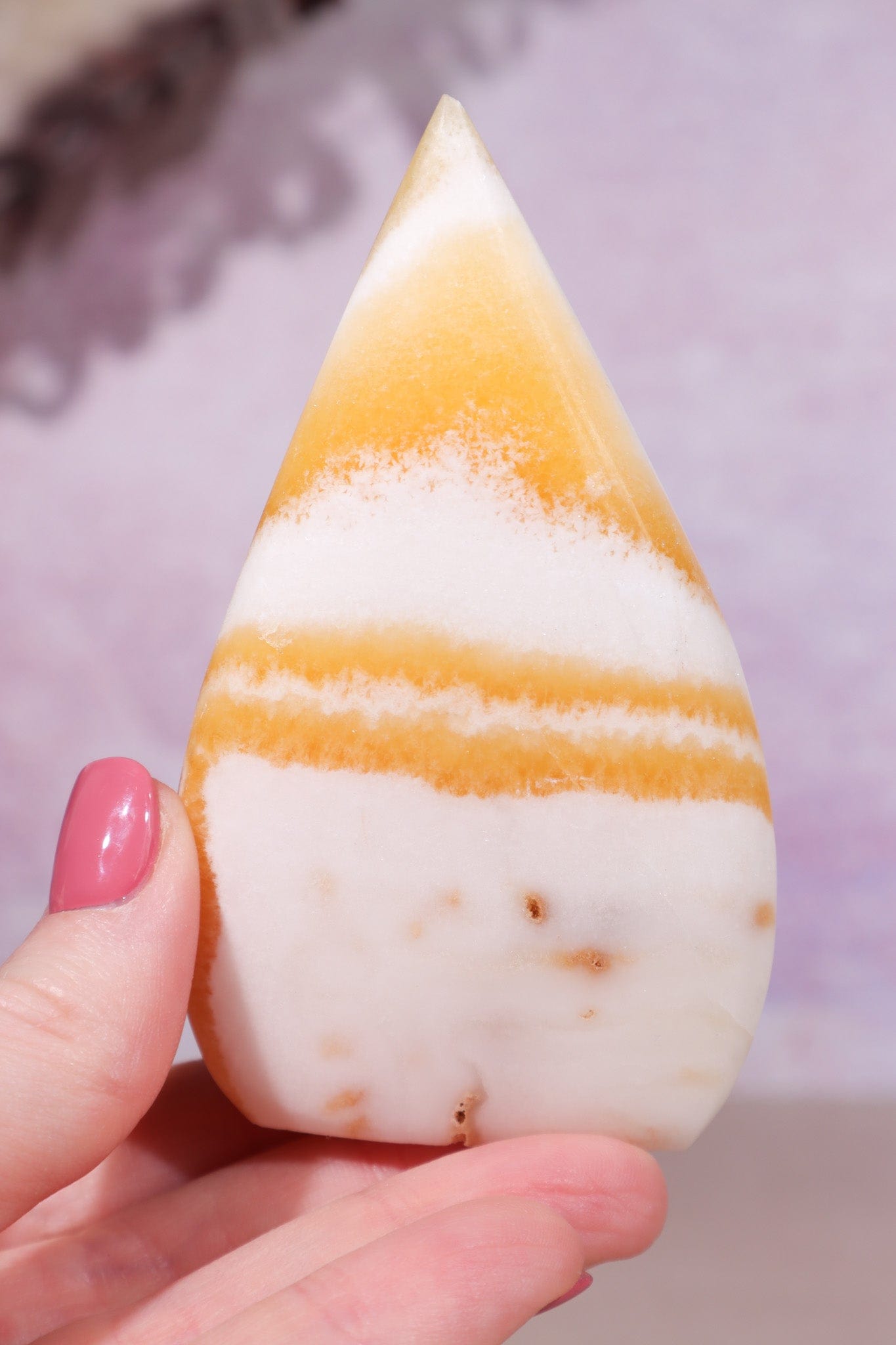 Yellow Zebra Calcite Flame 9cm 