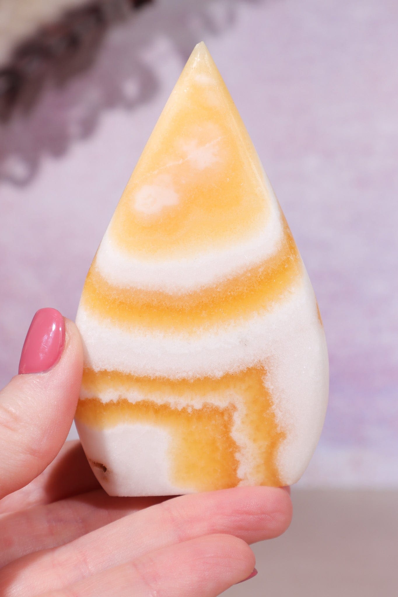 Yellow Zebra Calcite Flame 9cm 