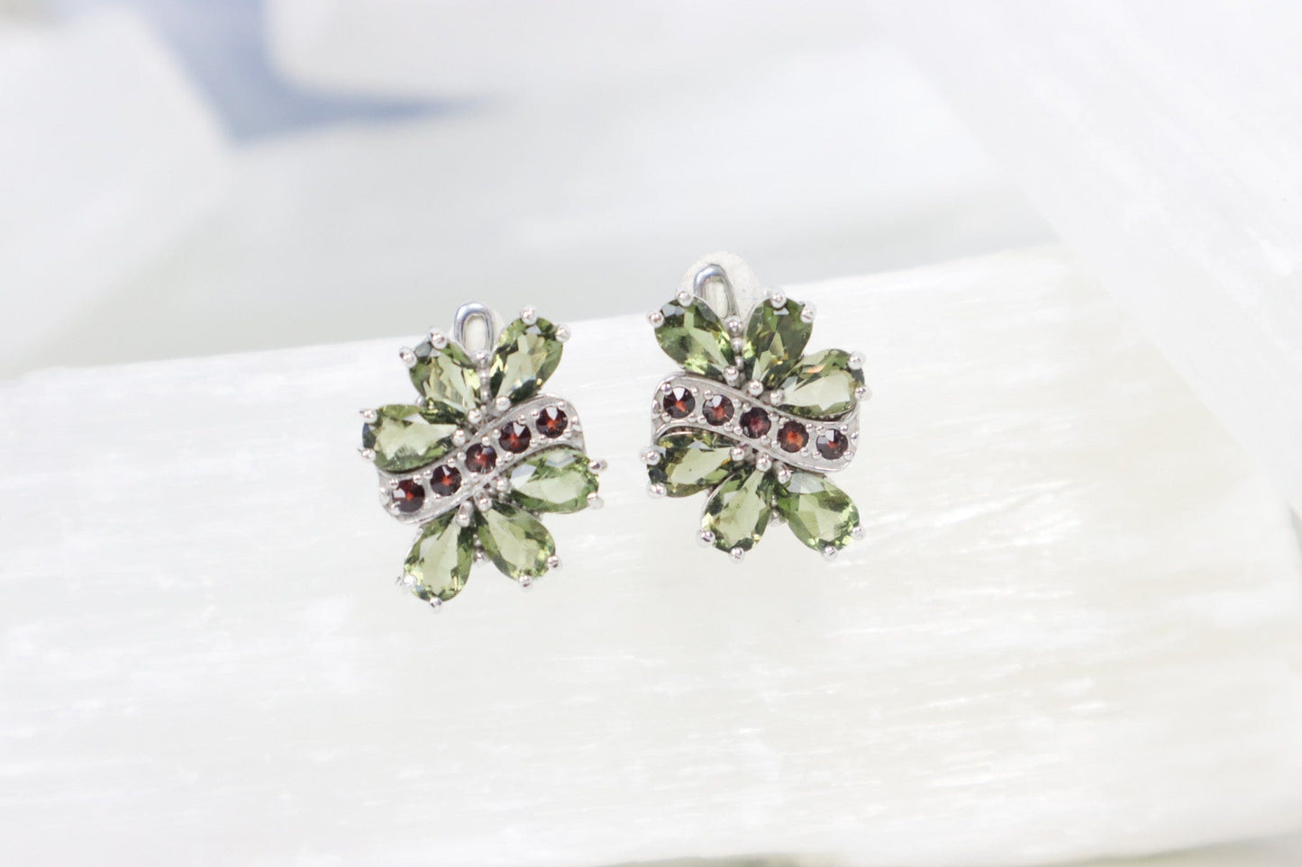 Moldavite Earrings 'Diana' - The Stone of Transformation Earrings Garnet Tali & Loz