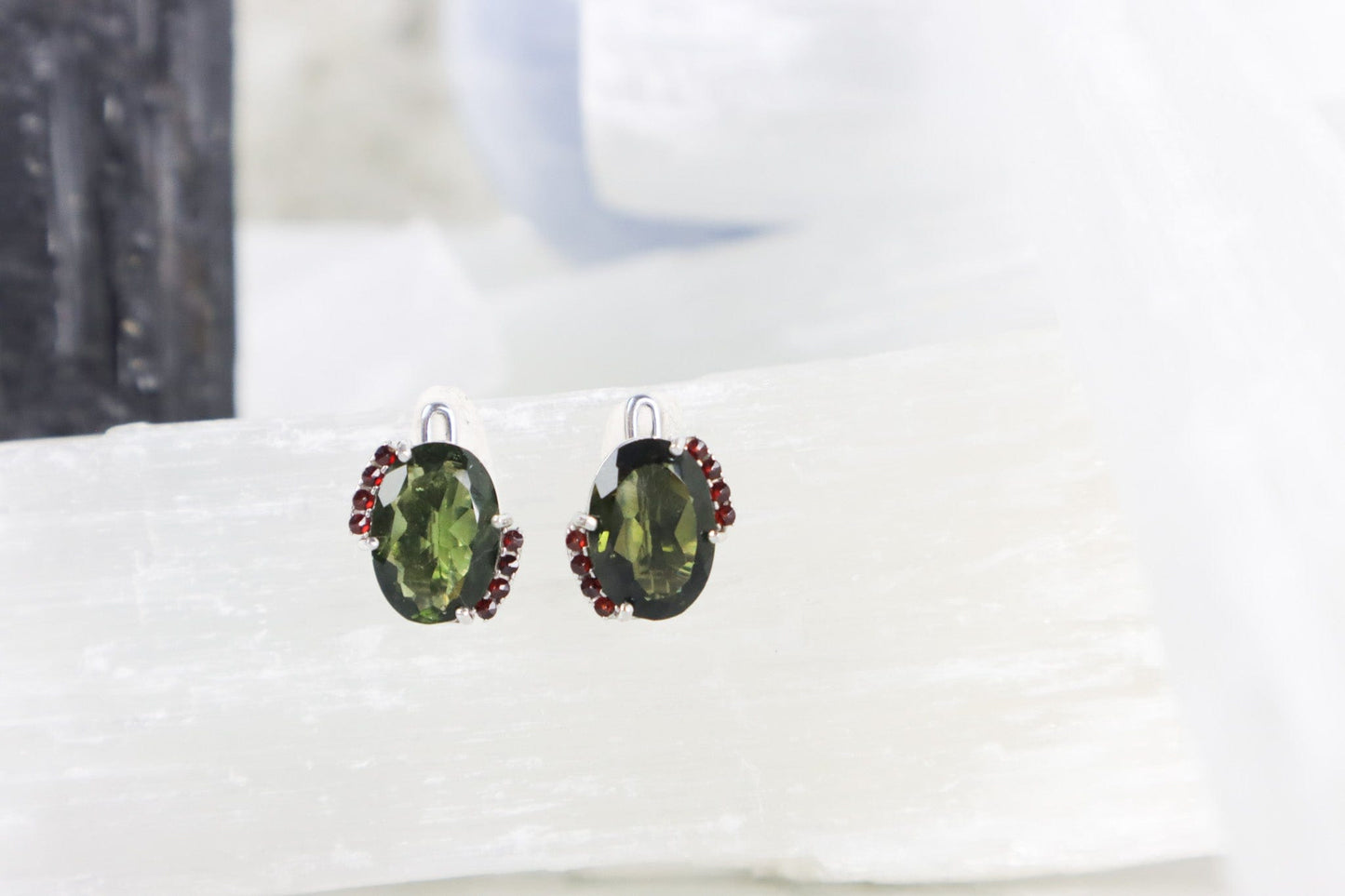 Moldavite Earrings 'Halo' - The Stone of Transformation Earrings Tali & Loz