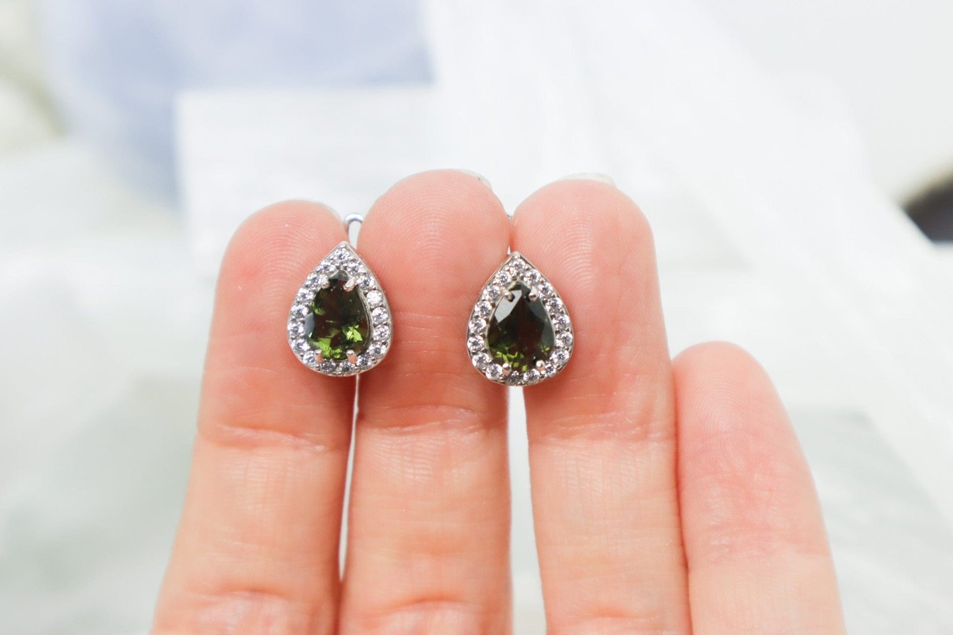 Moldavite Earrings 'Stella' - The Stone of Transformation Earrings Tali & Loz