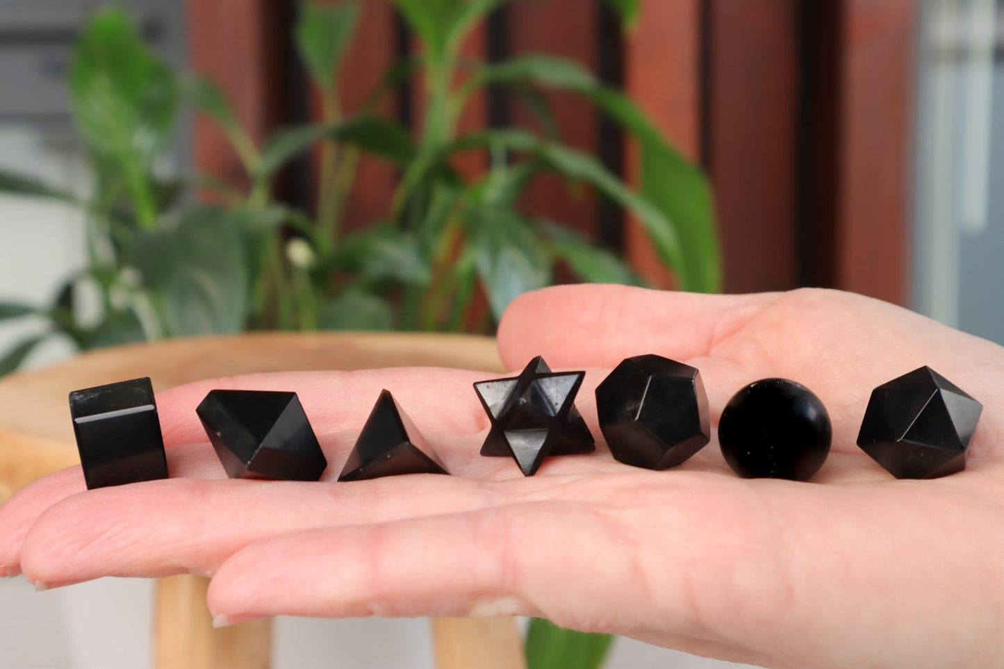 Black Onyx Platonic Solids Set - Sacred Geometry Crystal Set Tali & Loz