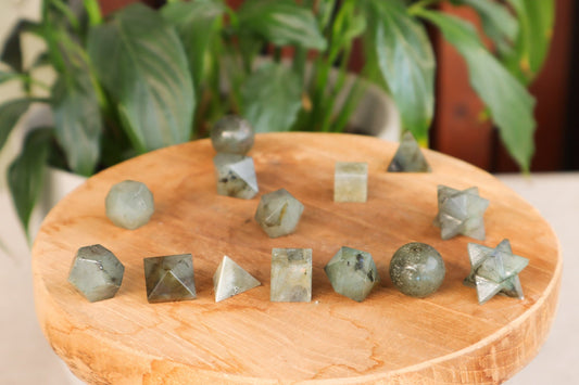 Labradorite Platonic Solids Set - Sacred Geometry Crystal Set Tali & Loz